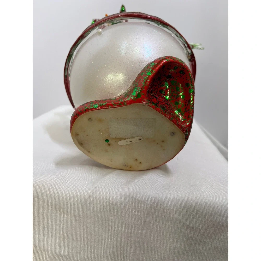 Snowman Jester Figurine Christmas Holiday Decor Glass Glitter Bells 9.5 Inch